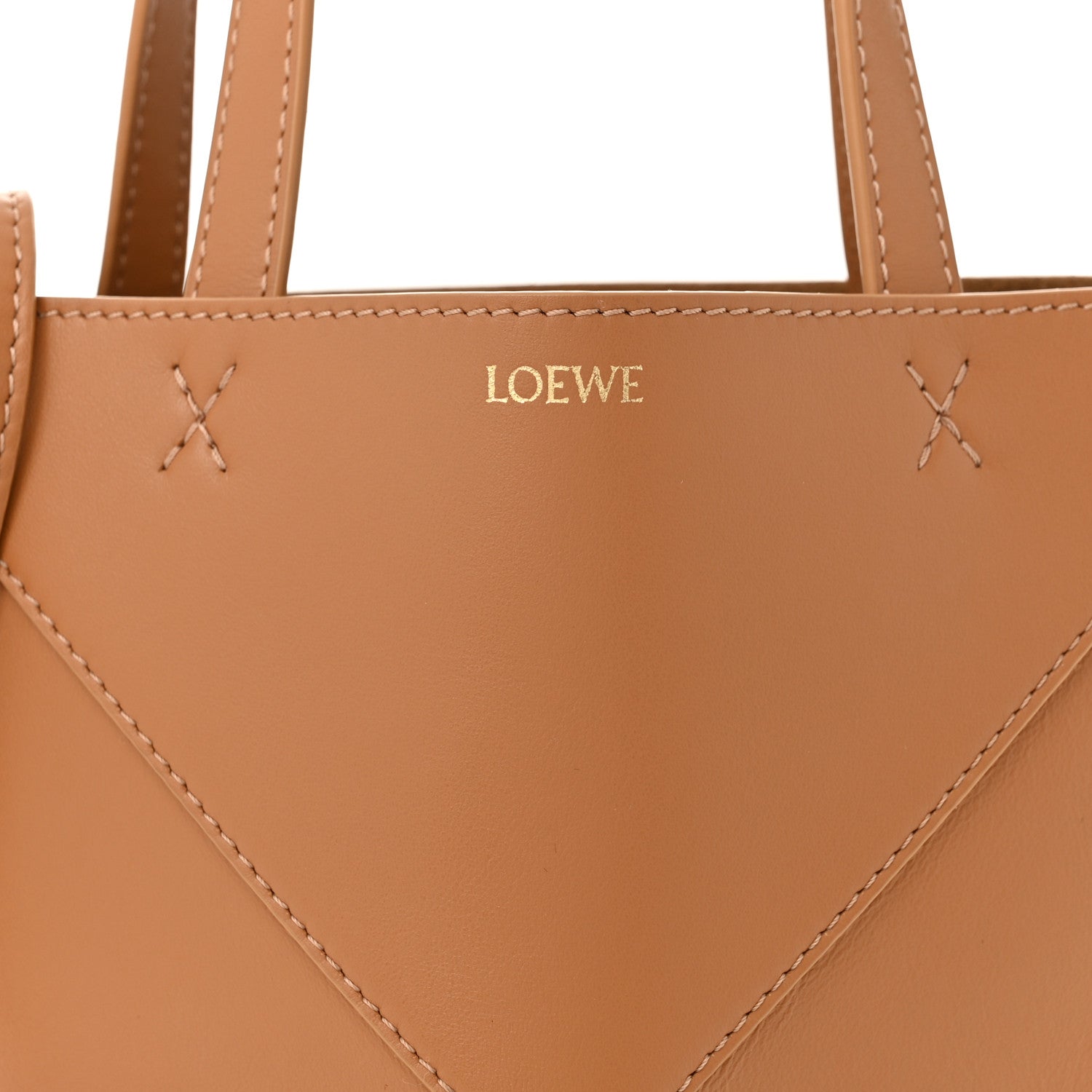 Loewe Shiny Calfskin Mini Puzzle Fold Tote Warm Desert 6 of 8