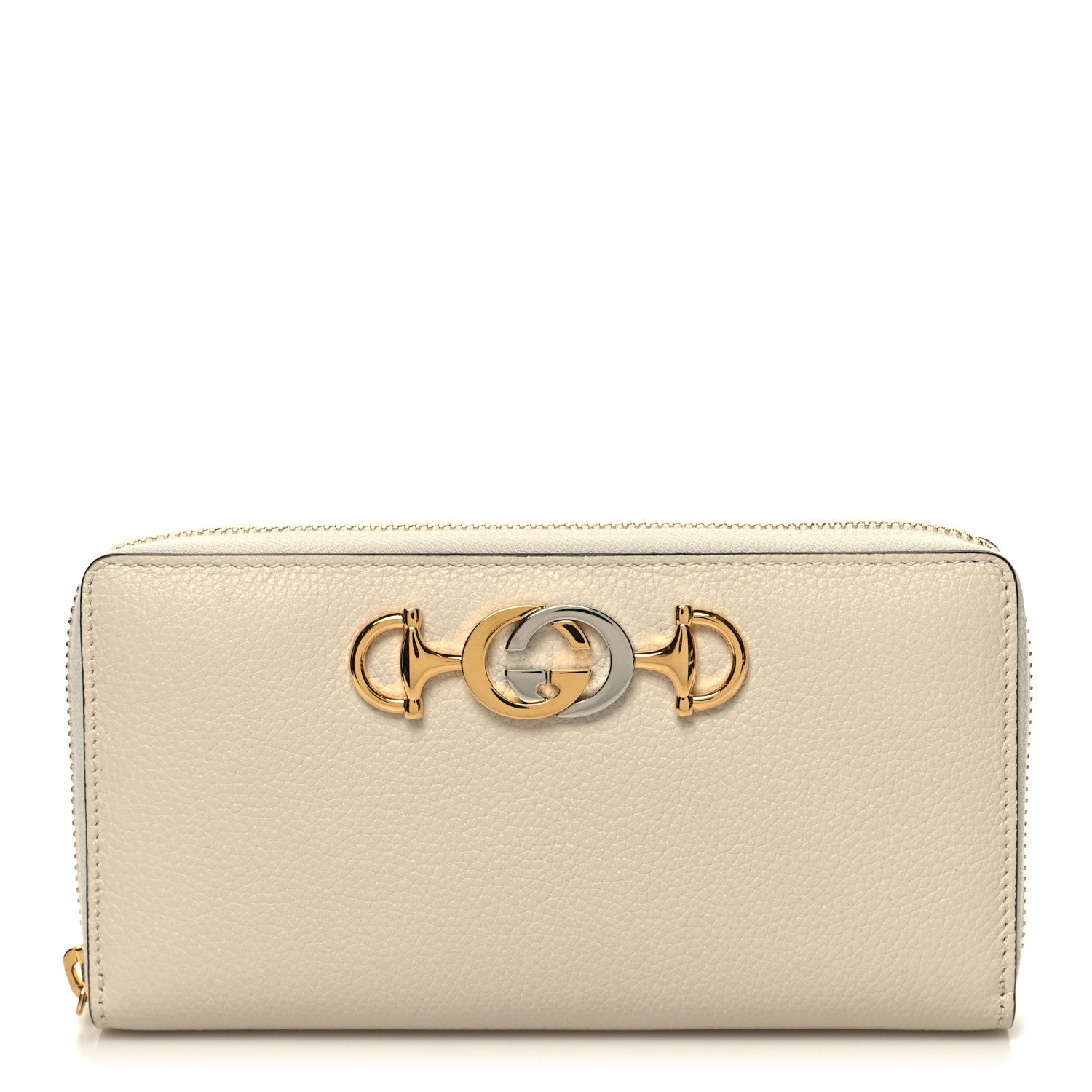 Gucci Grainy Calfskin Zumi Zip Around Wallet White 1 of 9
