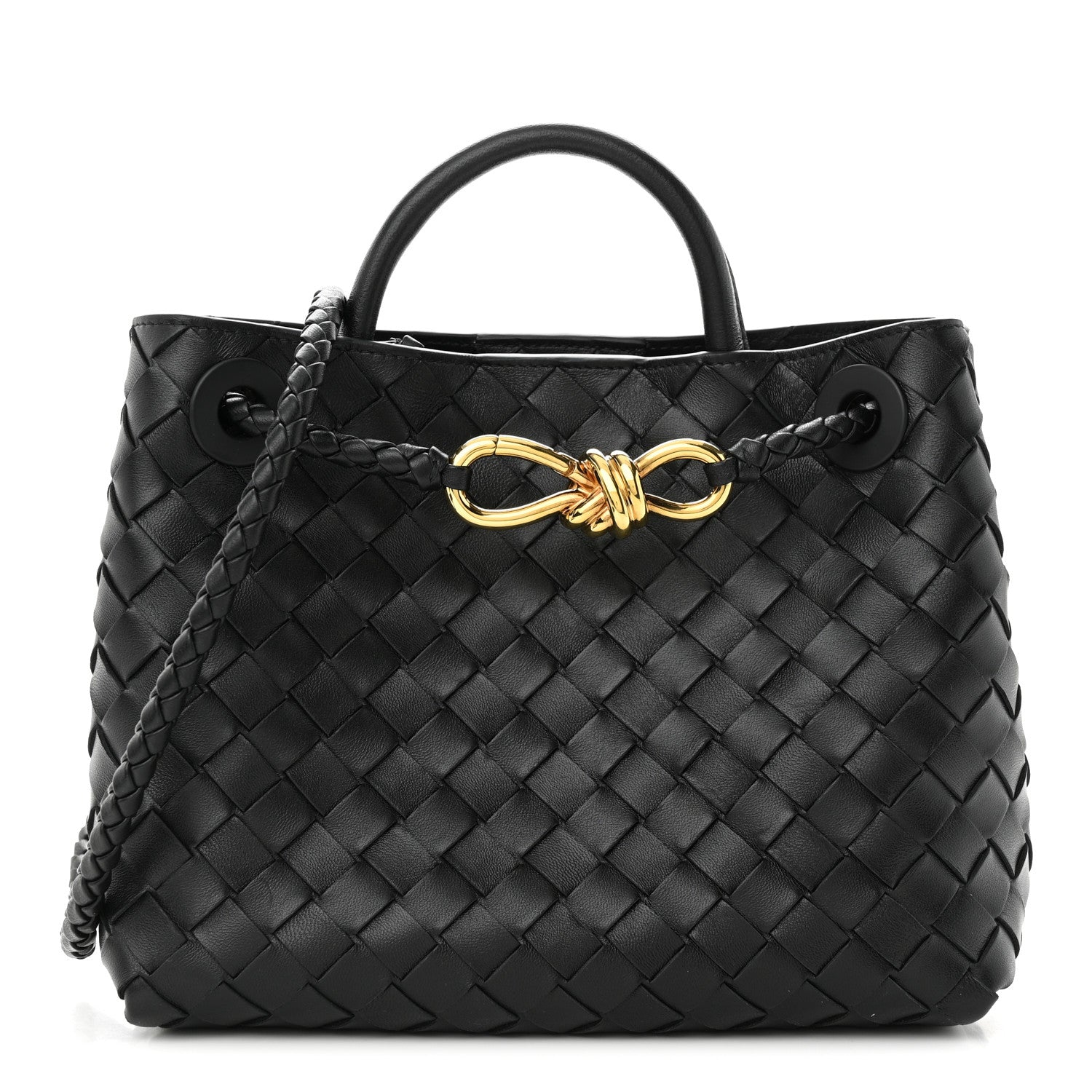 Bottega Veneta Nappa Intrecciato Small Andiamo Shoulder Bag Black 1 of 9