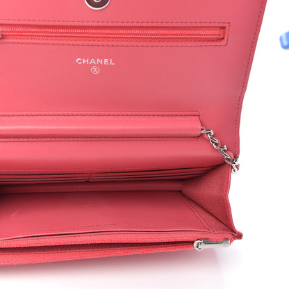 Chanel Lambskin Quilted Wallet On Chain WOC Pink 5 of 9