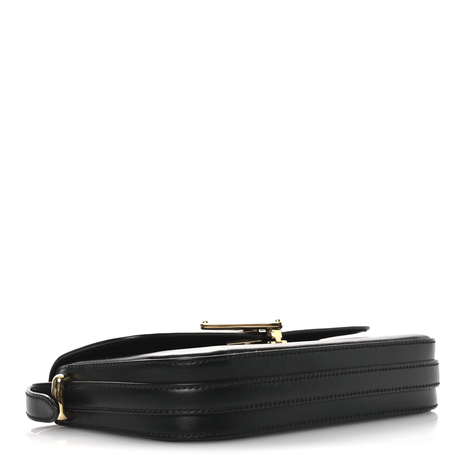 Prada Soft Calfskin Metal Triangle Logo Flap Shoulder Bag Black 4 of 12