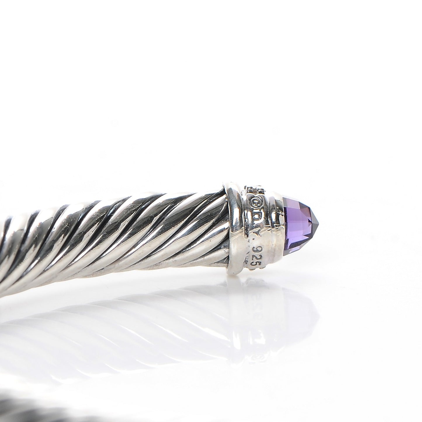 Sterling Silver Diamond Amethyst 5mm Cable Classics Bracelet