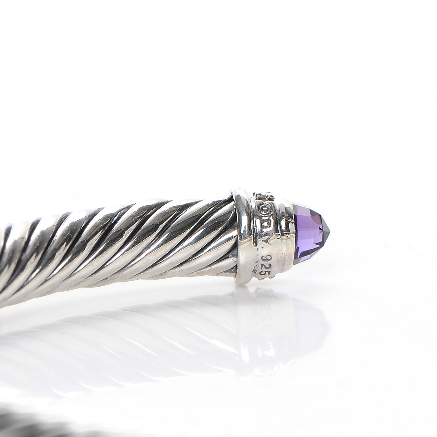 David Yurman Sterling Silver Diamond Amethyst 5mm Cable Classics Bracelet 6 of 6