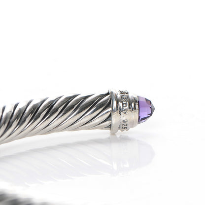 David Yurman Sterling Silver Diamond Amethyst 5mm Cable Classics Bracelet 6 of 6