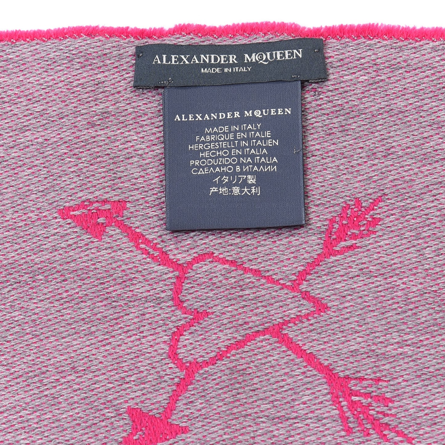 Wool Skull Scarf Pink Grey