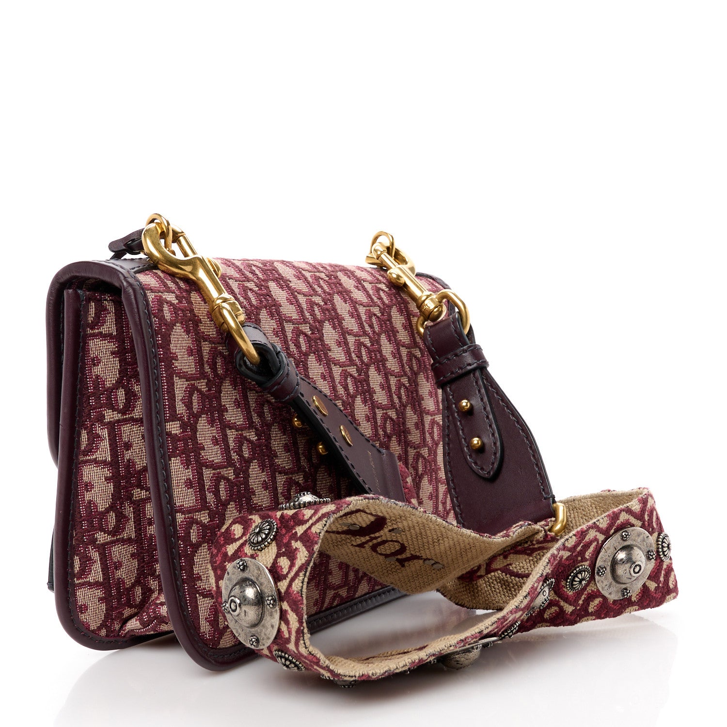 Christian Dior Oblique Dioraddict Flap Bag Burgundy 3 of 10