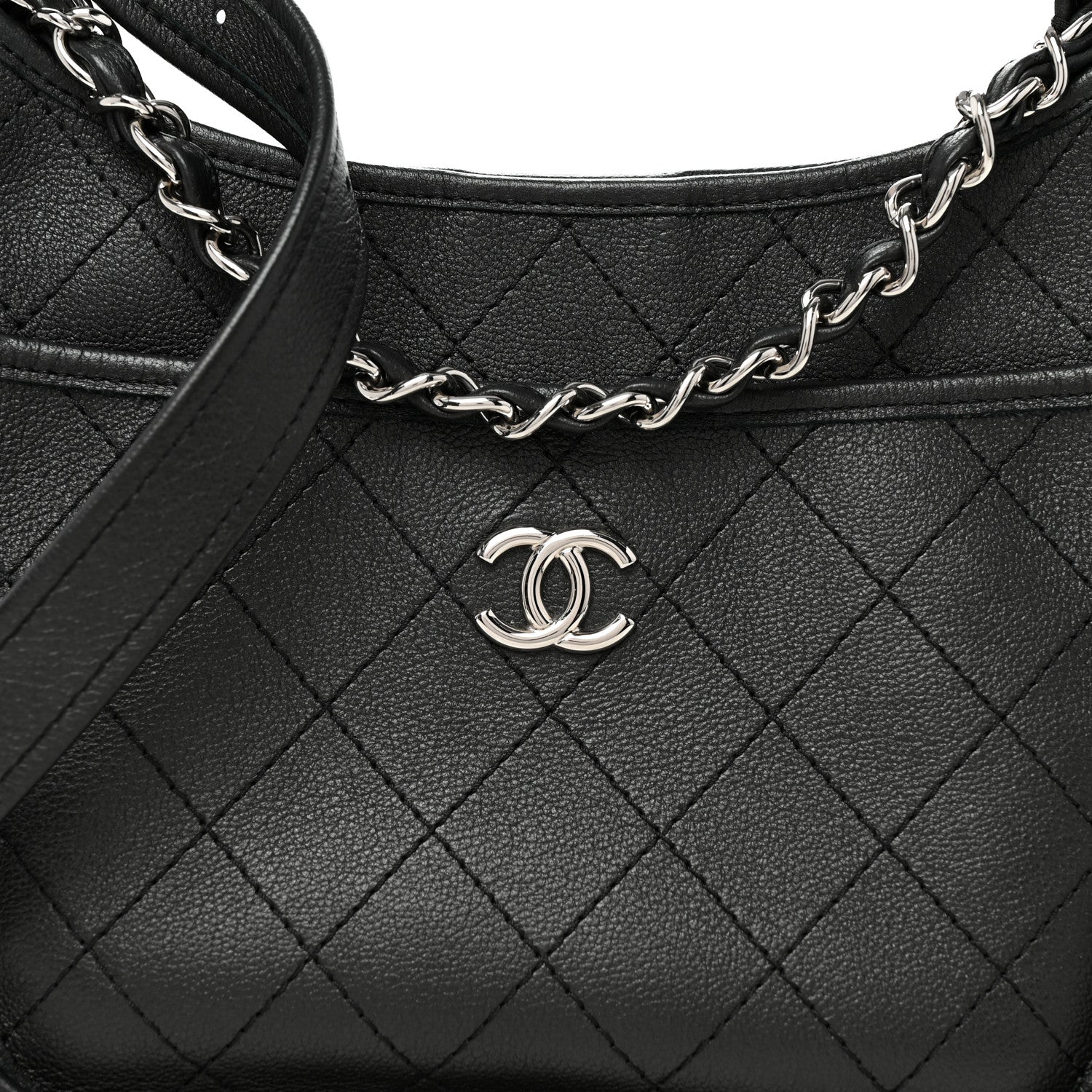 Chanel Calfskin Quilted Jungle Stroll Hobo Bag Black 8 of 10