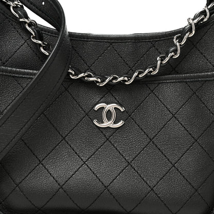 Chanel Calfskin Quilted Jungle Stroll Hobo Bag Black 8 of 10