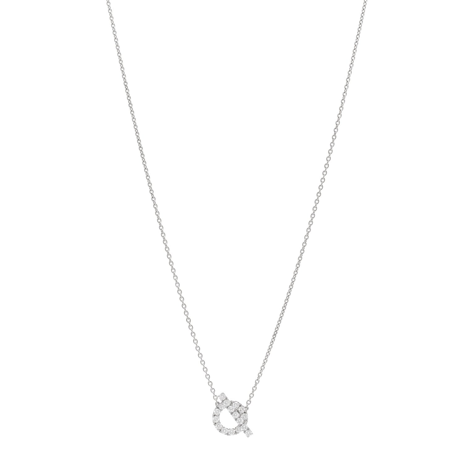 Hermes 18K White Gold Diamond Finesse Pendant Necklace 1 of 5