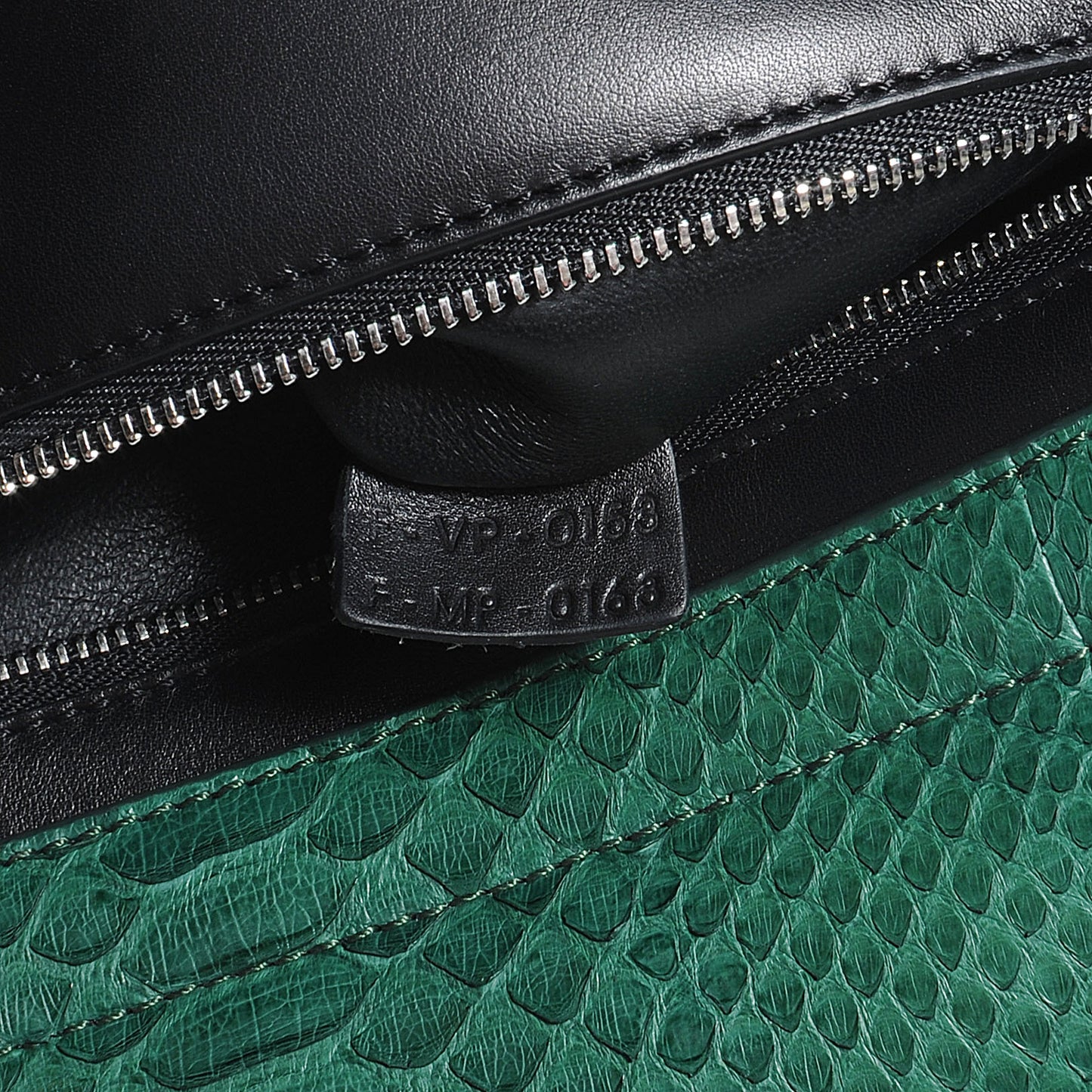 Python and Calfskin Small Trapeze Emerald Natural