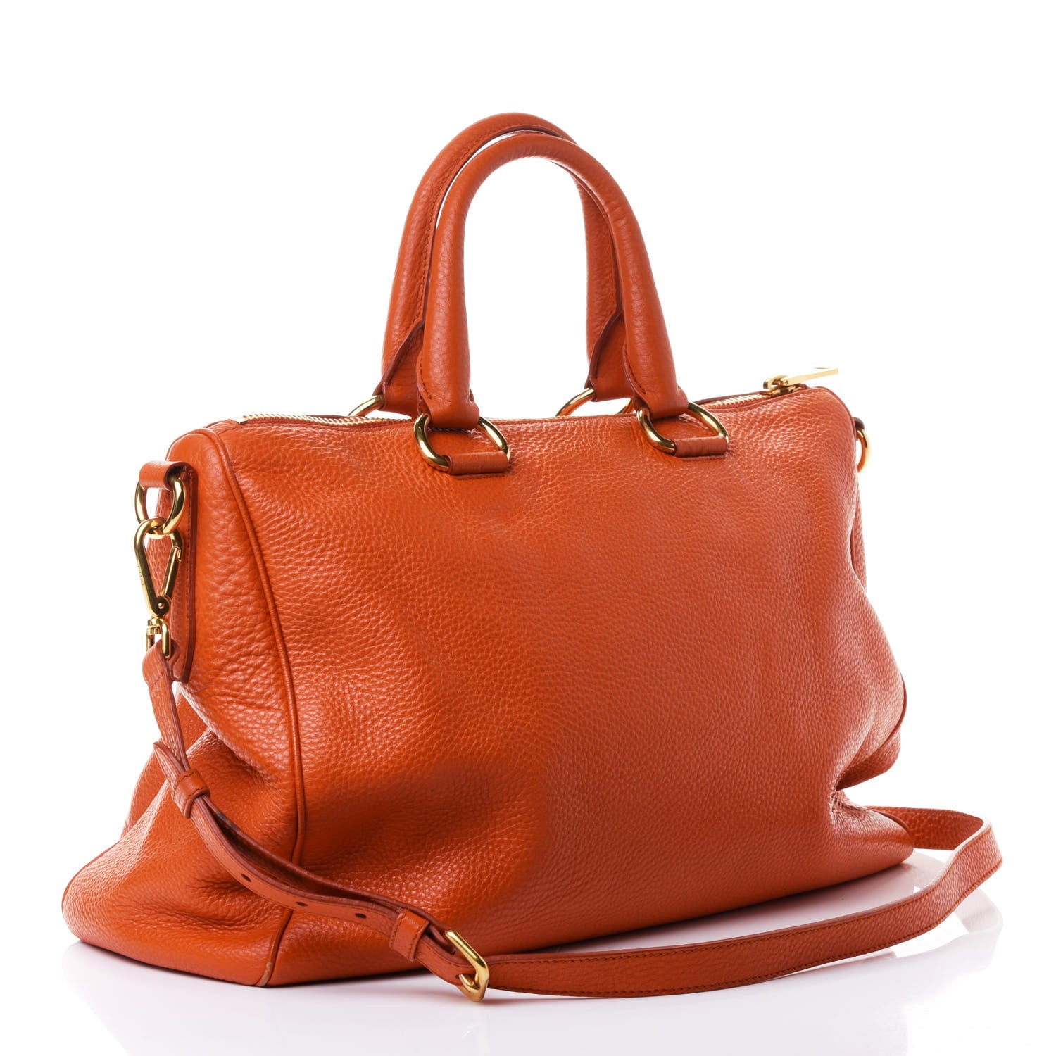 Prada Vitello Daino Satchel Papaya 943563 – FASHIONPHILE