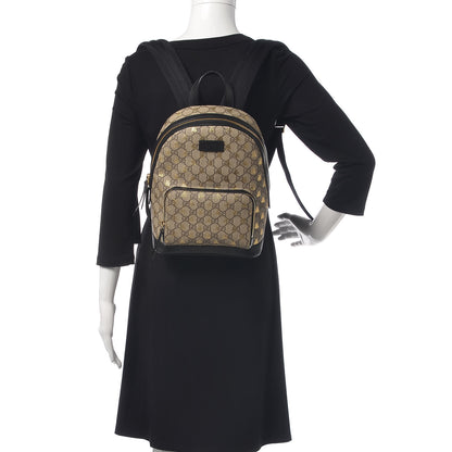 Gucci GG Supreme Monogram Bees Print Small Day Backpack Beige Oro Black 2 of 10