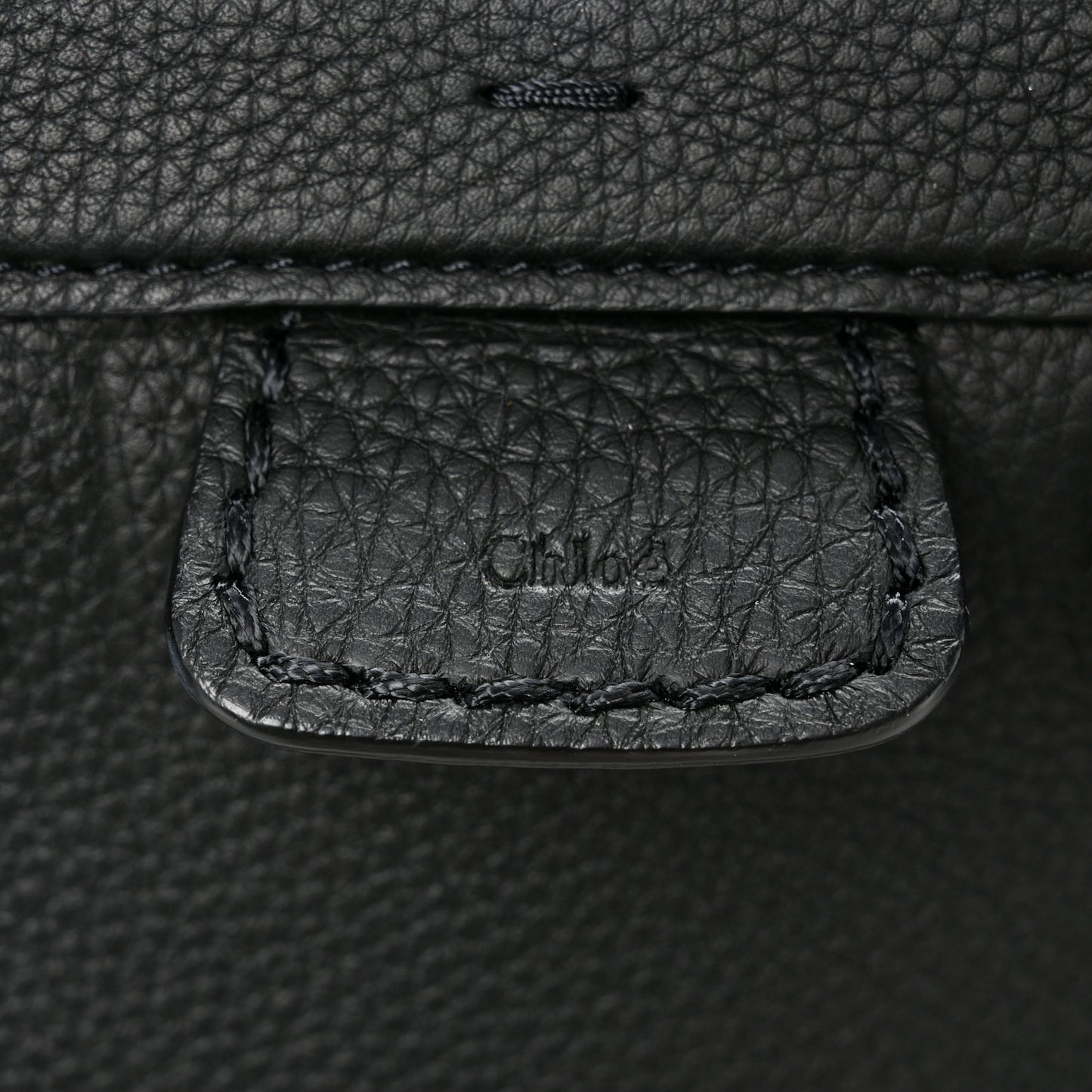 Grained Calfskin Small Edith Top Handle Bag Black