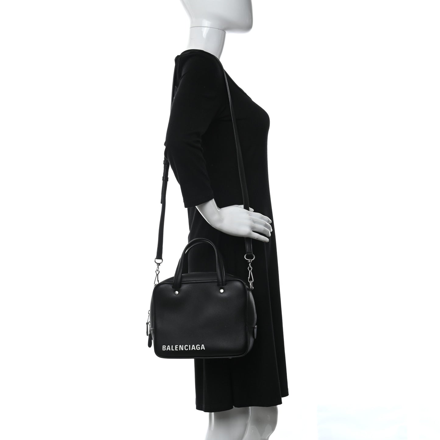 Shiny Day Calfskin XS Triangle Square Bag Black