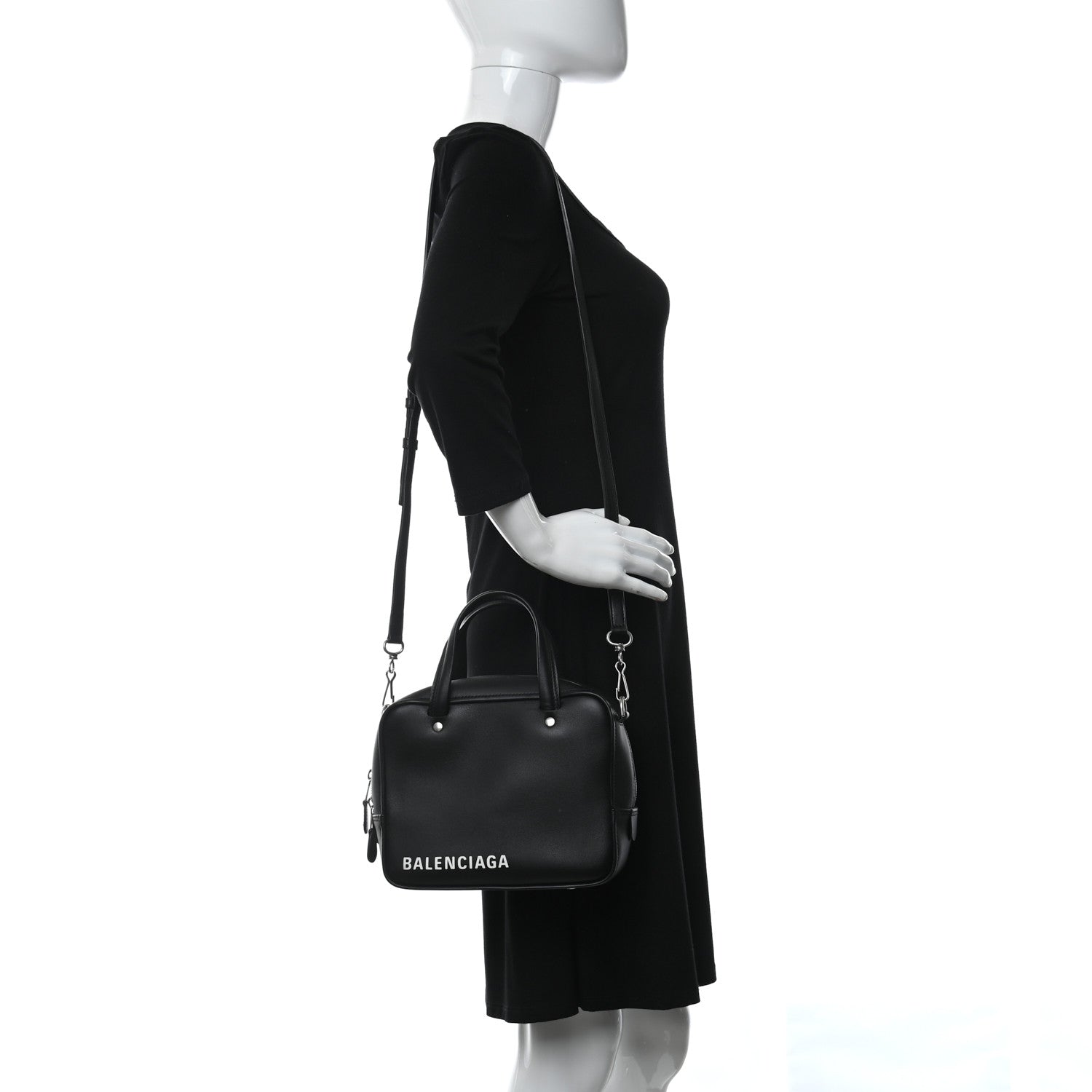 Balenciaga Shiny Day Calfskin XS Triangle Square Bag Black 2 of 8