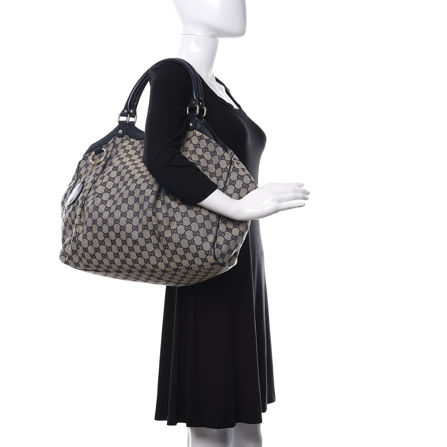 Gucci Monogram Calfskin Large Sukey Tote Beige Blue 2 of 11