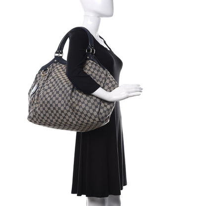Gucci Monogram Calfskin Large Sukey Tote Beige Blue 2 of 11