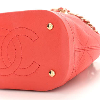 Chanel Calfskin Stitched Mini Drawstring CC Bag Red 10 of 11