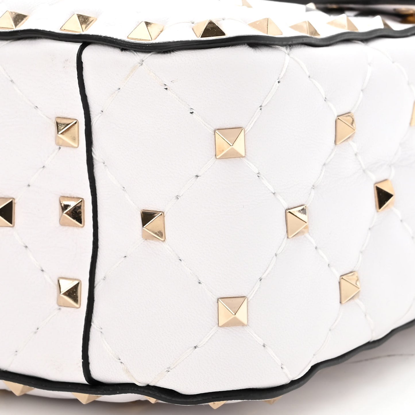 Lambskin VLTN Print Medium Rockstud Spike Shoulder Bag Optic White Black