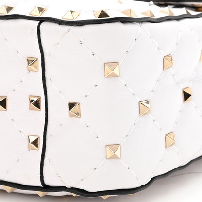 Valentino Garavani Lambskin VLTN Print Medium Rockstud Spike Shoulder Bag Optic White Black 9 of 10