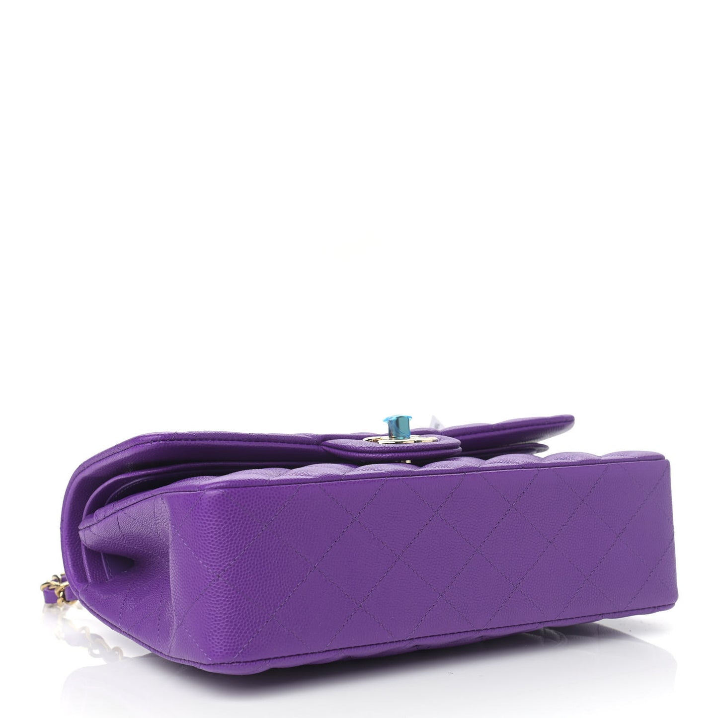 Caviar Quilted Small Double Flap Dark Purple