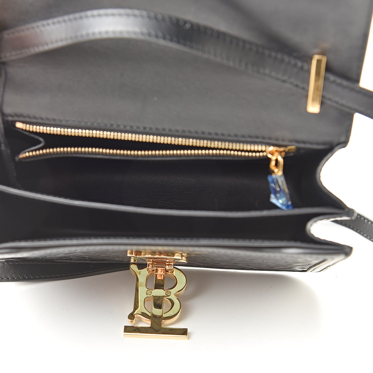 Calfskin Monogram Embossed Small TB Bag Black
