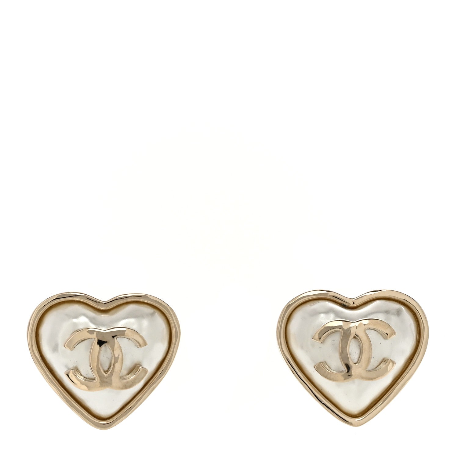 Chanel Pearl CC Heart Earrings Gold 1 of 4