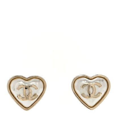 Chanel Pearl CC Heart Earrings Gold 1 of 4