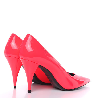 Saint Laurent Patent Calfskin Kiki 85 Pumps 38.5 Neon Pink 4 of 9