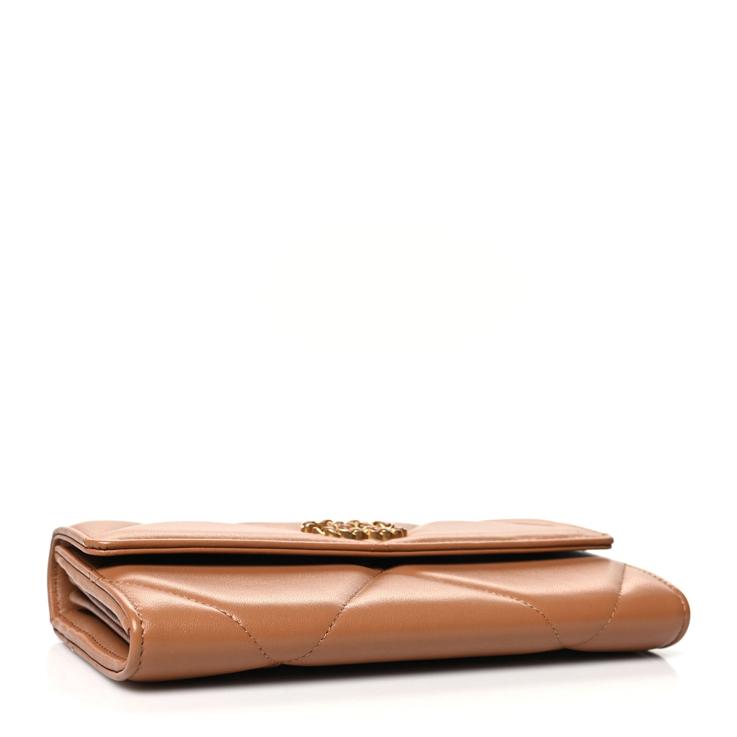 Lambskin Quilted Chanel 19 Flap Wallet Brown
