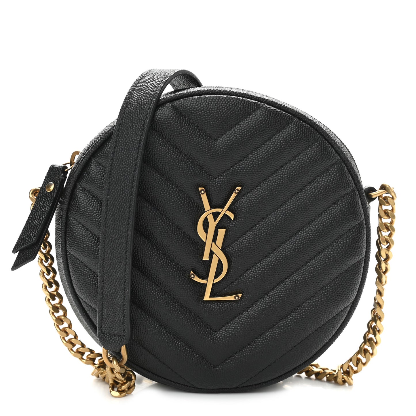 Grain De Poudre Matelasse Chevron Quilted Round Vinyle Camera Bag Black