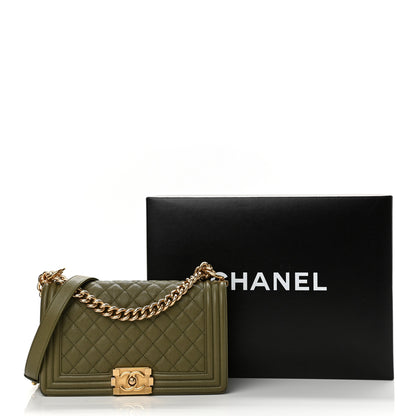 Chanel Caviar Quilted Medium Boy Flap Green 16 of 16