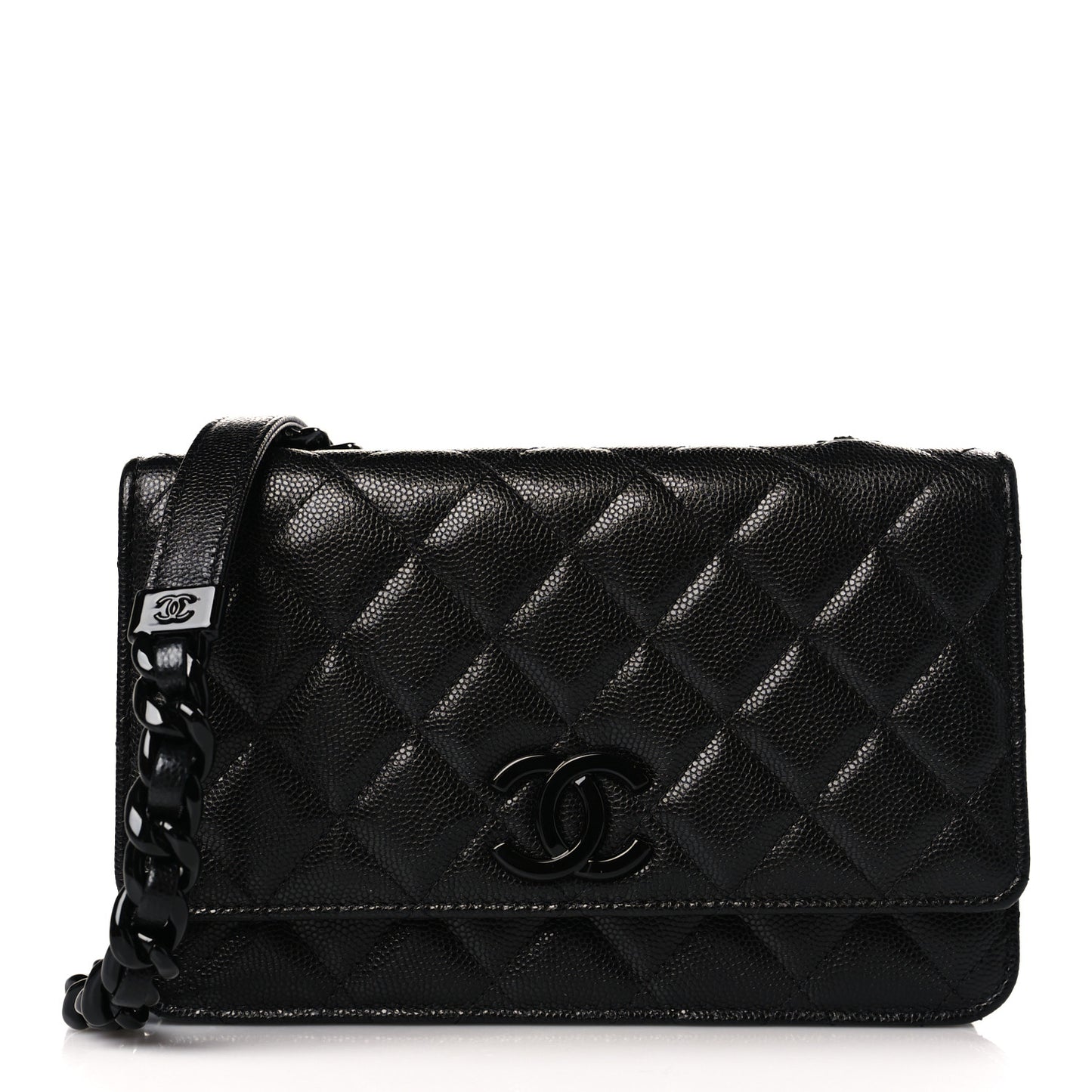 Caviar Quilted My Everything Wallet On Chain WOC Black