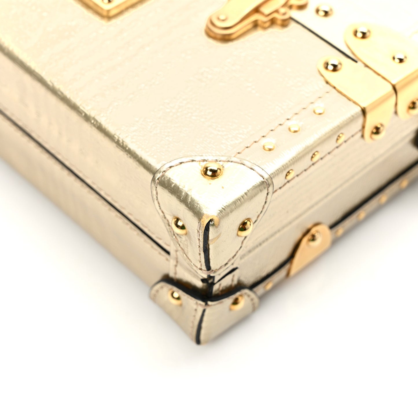 Metallic Grain De Bois Petite Malle Gold