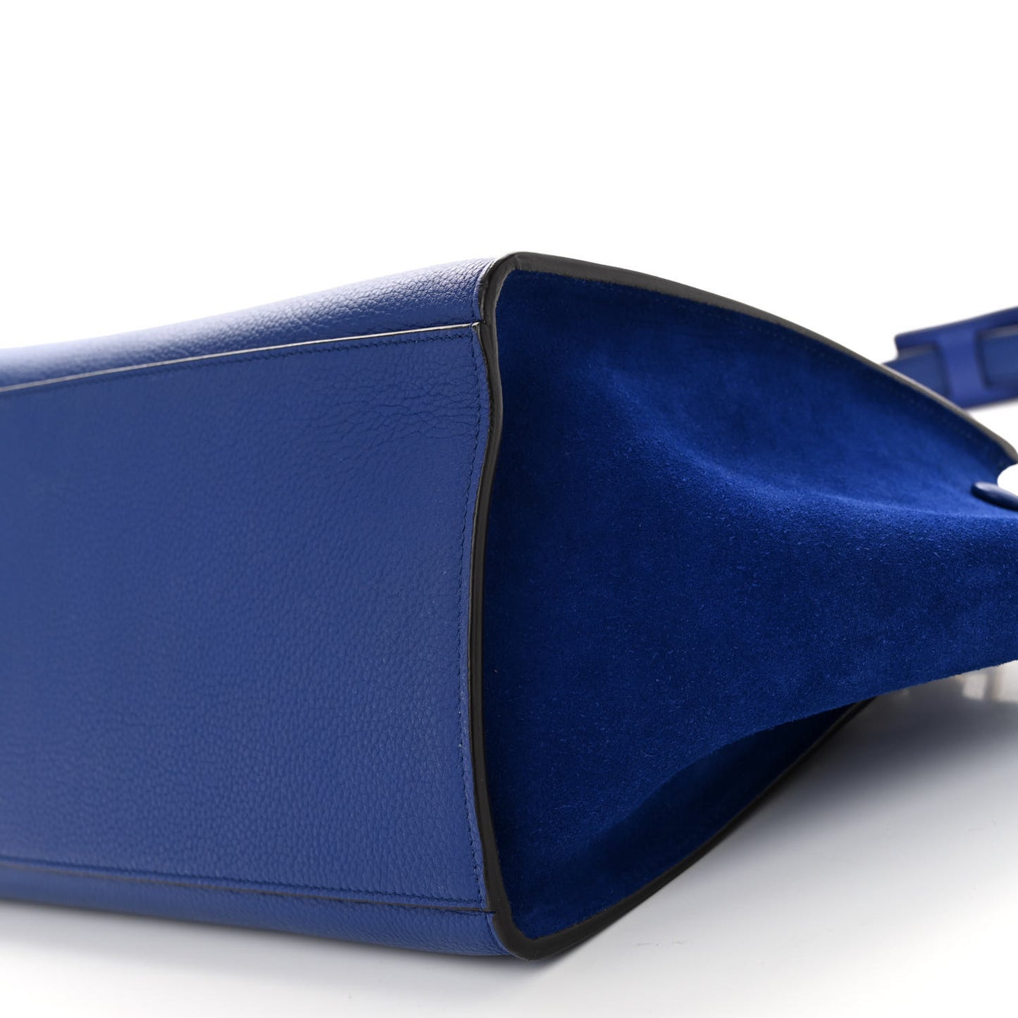 Drummed Calfskin Suede Small Trapeze Indigo