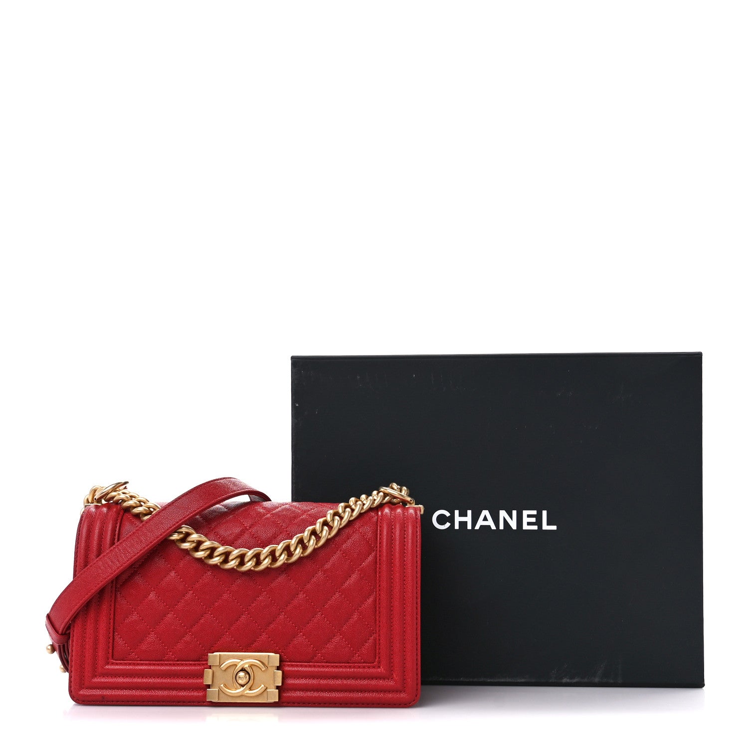 Chanel Caviar Quilted Medium Boy Flap Dark Red 11 of 11