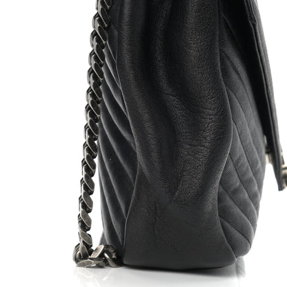 Saint Laurent Sheepskin Matelasse Chevron Monogram Large College Satchel Black 14 of 14