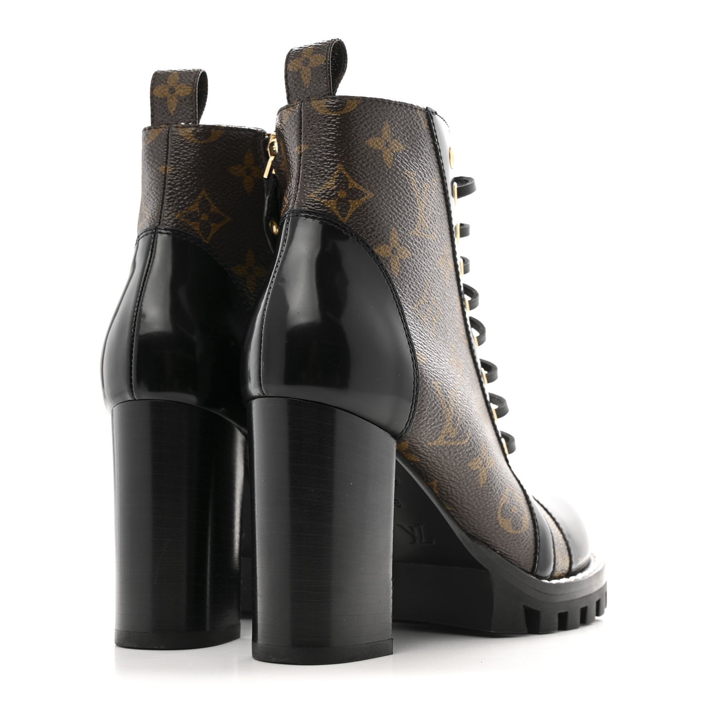 Patent Calfskin Monogram Star Trail Ankle Boots 36 Black