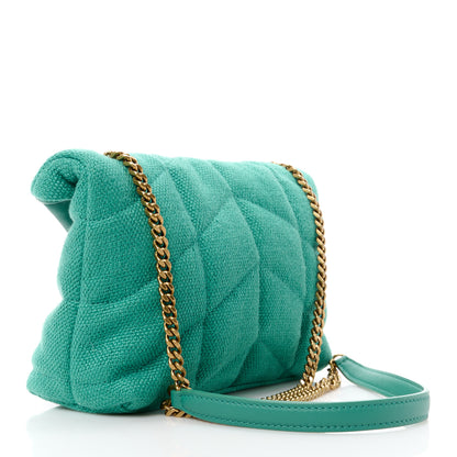 Saint Laurent Canvas Quilted Toy Loulou Puffer Monogram Chain Satchel Basil 3 of 12