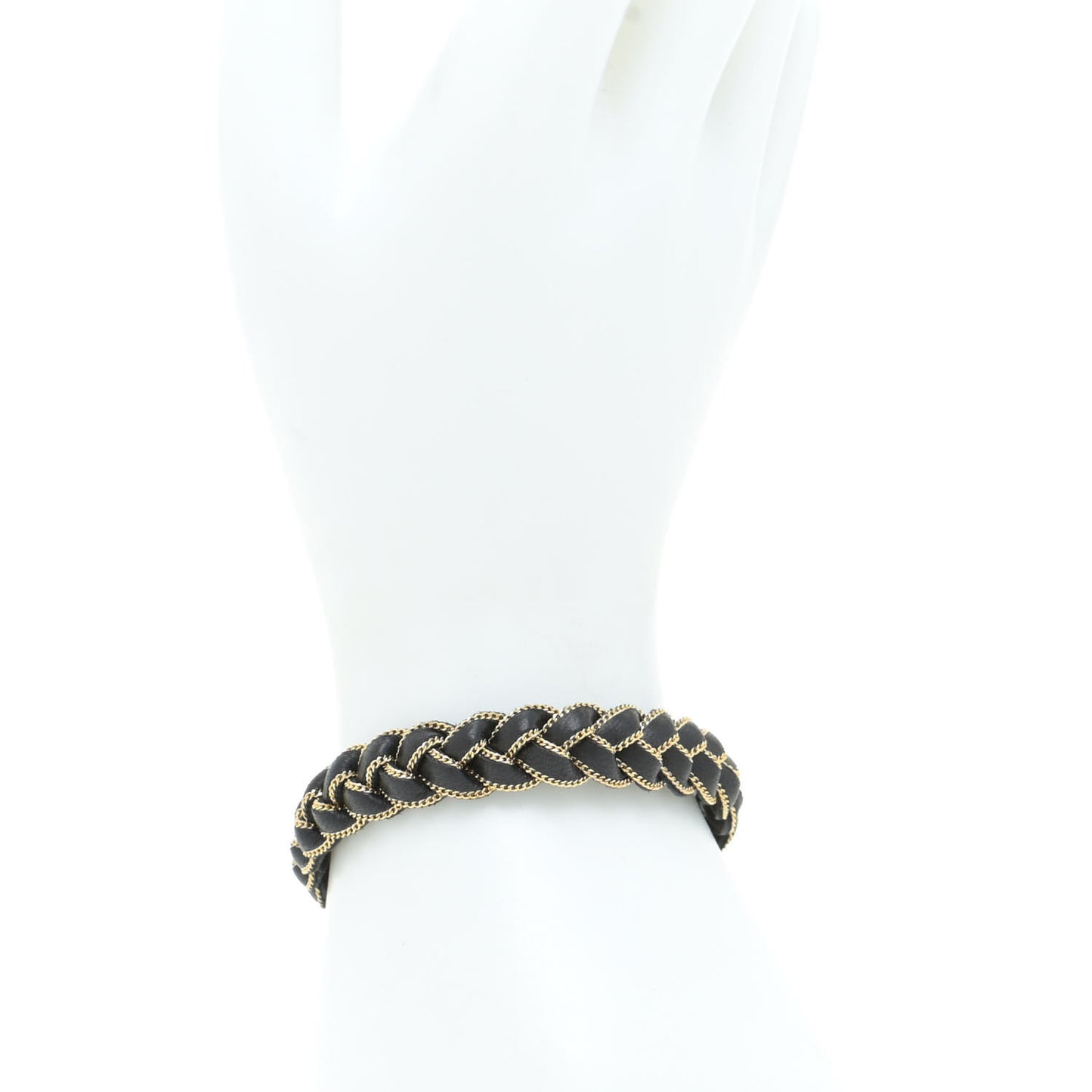 Calfskin Braided Double Wrap Bracelet Black