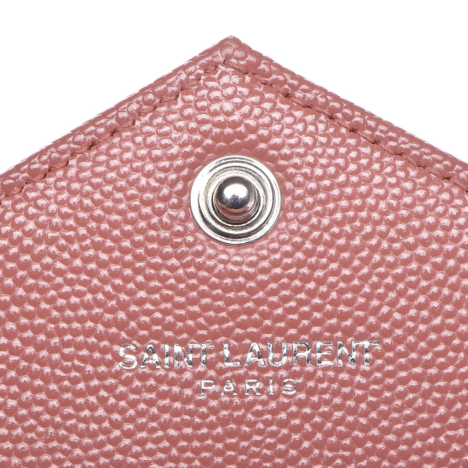 Saint Laurent Grain De Poudre Matelasse Chevron Monogram Envelope Chain Wallet Blush Fonce 7 of 12