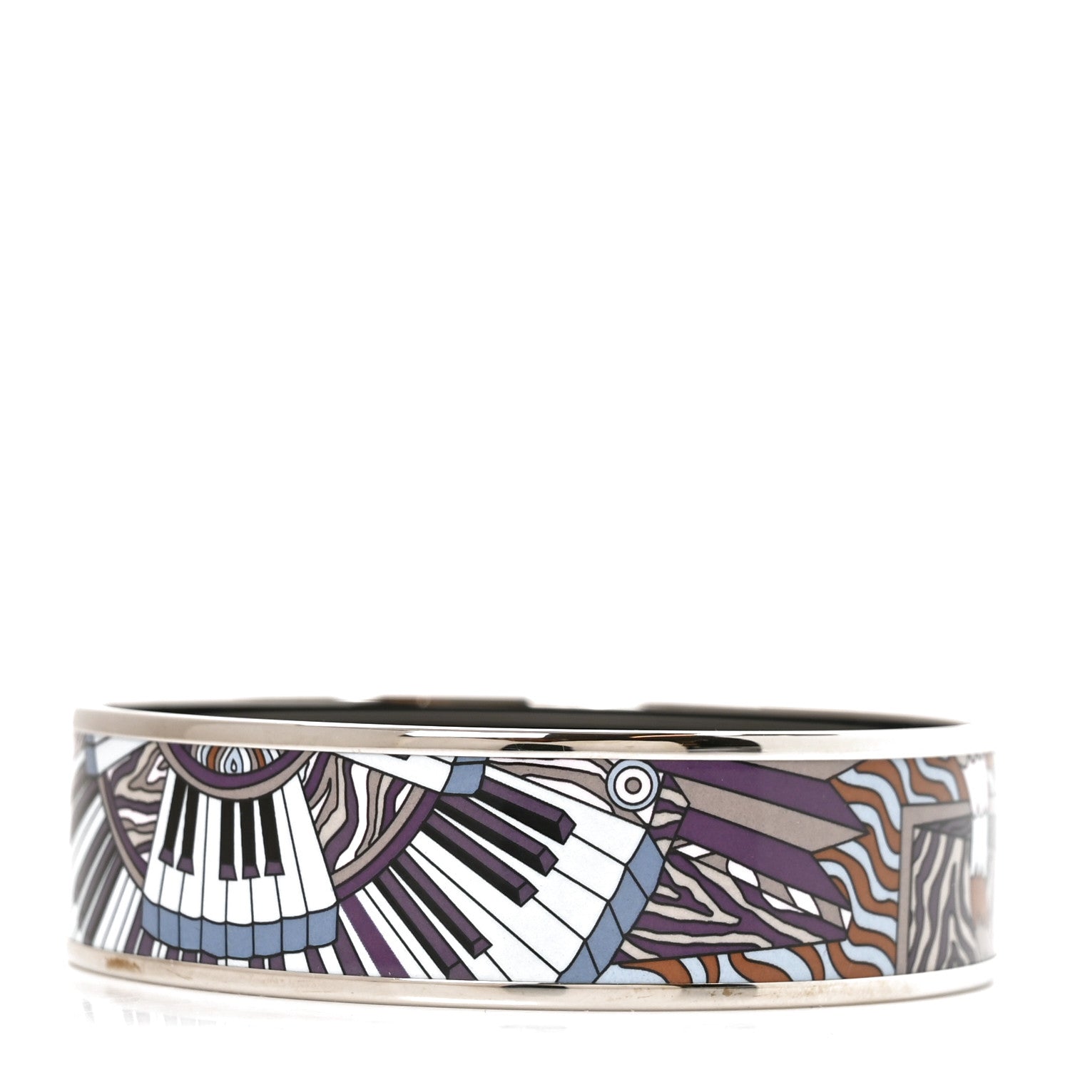 Hermes Enamel Printed Point D’Orgue Wide Bracelet 70 3 of 6