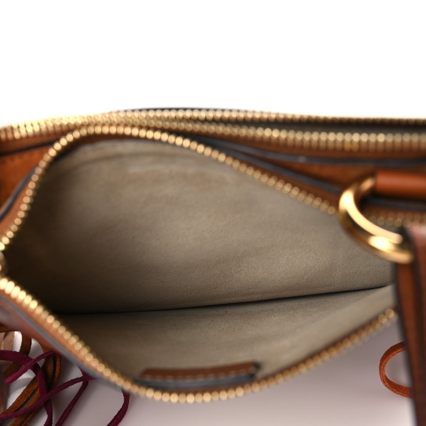 Calfskin Suede Small Jane Fringe Bag Caramel