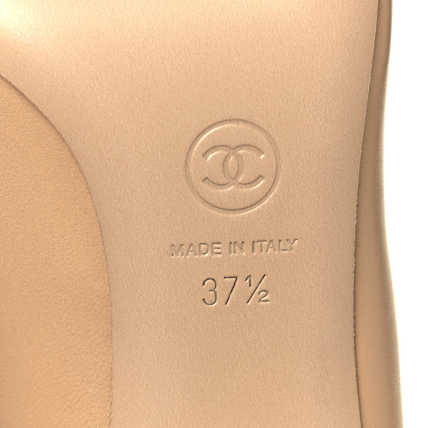 Lambskin Grosgrain Cap Toe CC Pearl Pumps 37.5 Beige Black