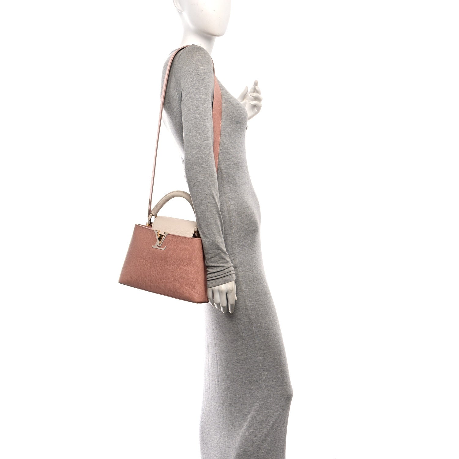Louis Vuitton Taurillon Capucines BB Rose Trianon Creme 2 of 9
