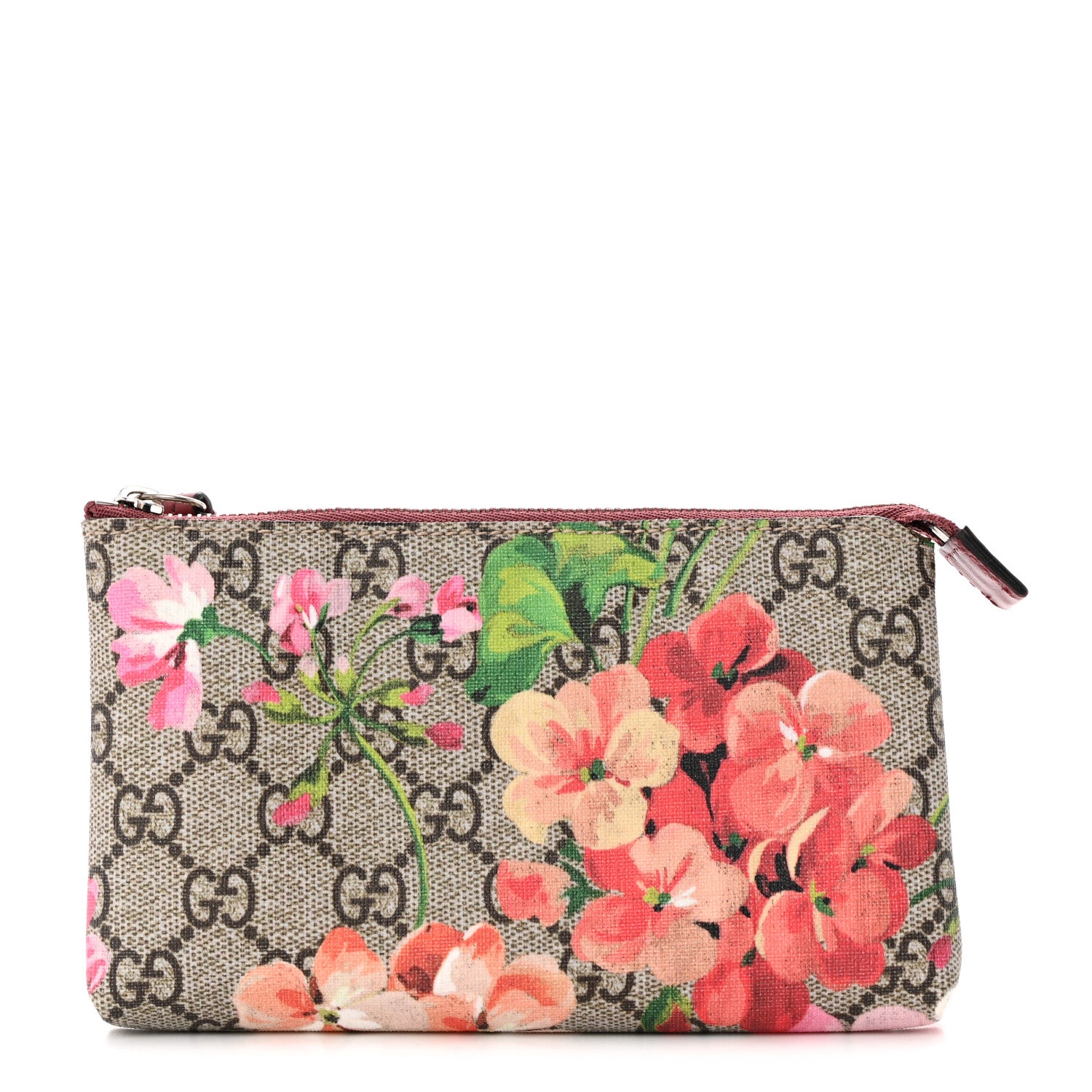 Gucci GG Supreme Monogram Blooms Pouch Beige Multicolor Dry Rose 1 of 9