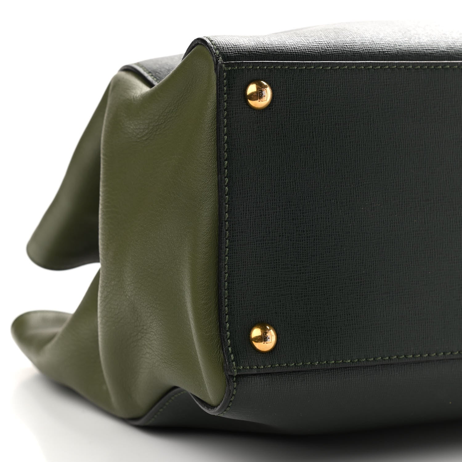 Fendi Vitello Elite Flamingo Regular 2Jours Tote Verde Prato Olive 9 of 11