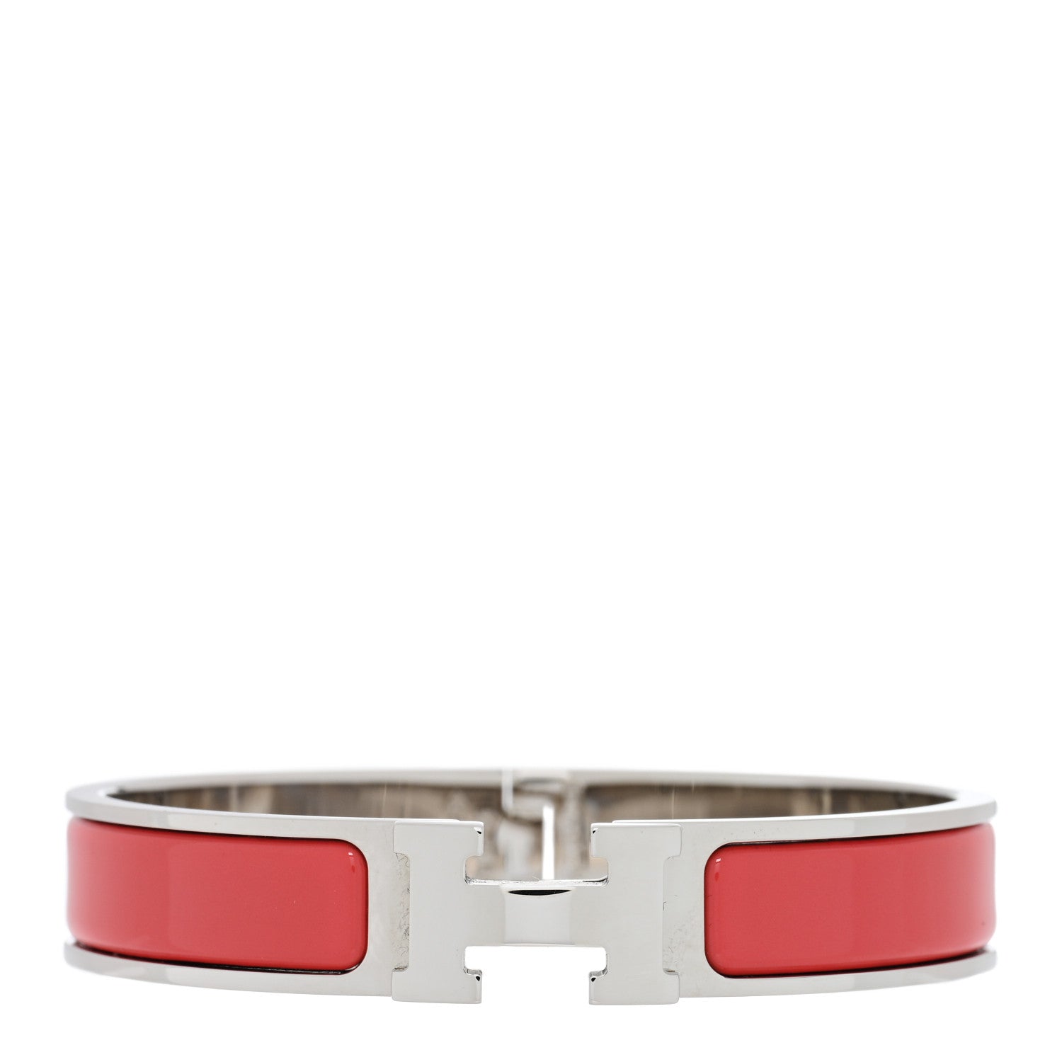 Hermes Enamel Narrow Clic Clac H Bracelet PM Rouge Corail 1 of 3