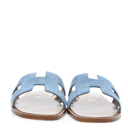 Hermes Denim Canvas Oran Sandals 39 Bleu Clair 2 of 9