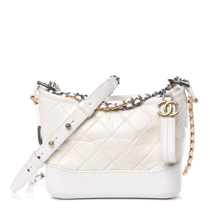 Chanel Patent Goatskin Quilted Small Gabrielle Hobo White 1 of 14